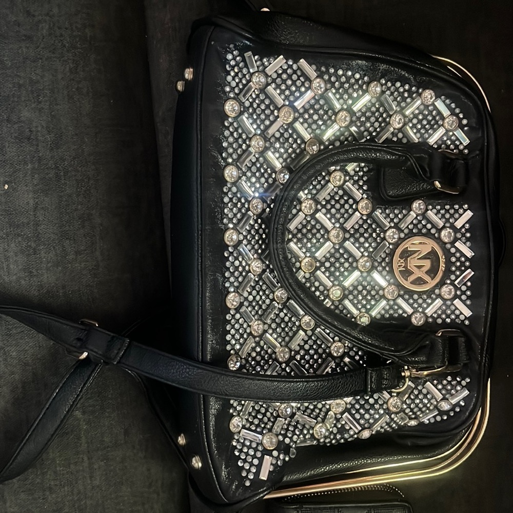 Black classic hand bag with wallet